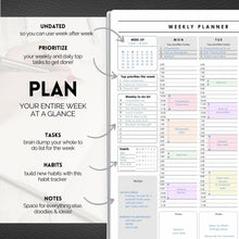 Load image into Gallery viewer, Weekly &amp; Hourly Planner Organizer | Weekly Schedule, To Do List, Productivity Planner &amp; Time Management | A5 Mono
