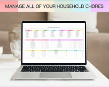 Load image into Gallery viewer, EDITABLE Cleaning Schedule Spreadsheet | Includes Cleaning Planner, Cleaning Checklist, Weekly House Chores &amp; Adhd Cleaning Clean Home | Colorful
