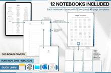 Load image into Gallery viewer, The 2 YEAR Digital Planner (2026 &amp; 2027) in soft BLUE. Daily Weekly, Monthly Planner &amp; Life Planner. Ideal for use on Goodnotes and iPad. Smart Apple Links
