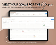 Load image into Gallery viewer, Notion Goal Planner for 2024 | Goals Tracker with SMART Goal Setting Template, Habits, Reflections, Vision Board, Aesthetic Dashboard &amp; Goal Journal
