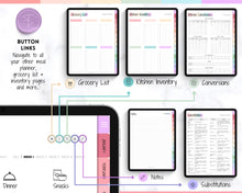 Load image into Gallery viewer, Digital GoodNotes Meal Planner | Colorful iPad Weekly Meal Plan, Grocery List &amp; More | Pastel Rainbow
