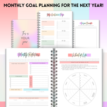 Load image into Gallery viewer, Goal Planner | SMART Goal Setting Kit for the New You, Monthly Habits, Reflections &amp; Vision Boards | Pastel Rainbow A5
