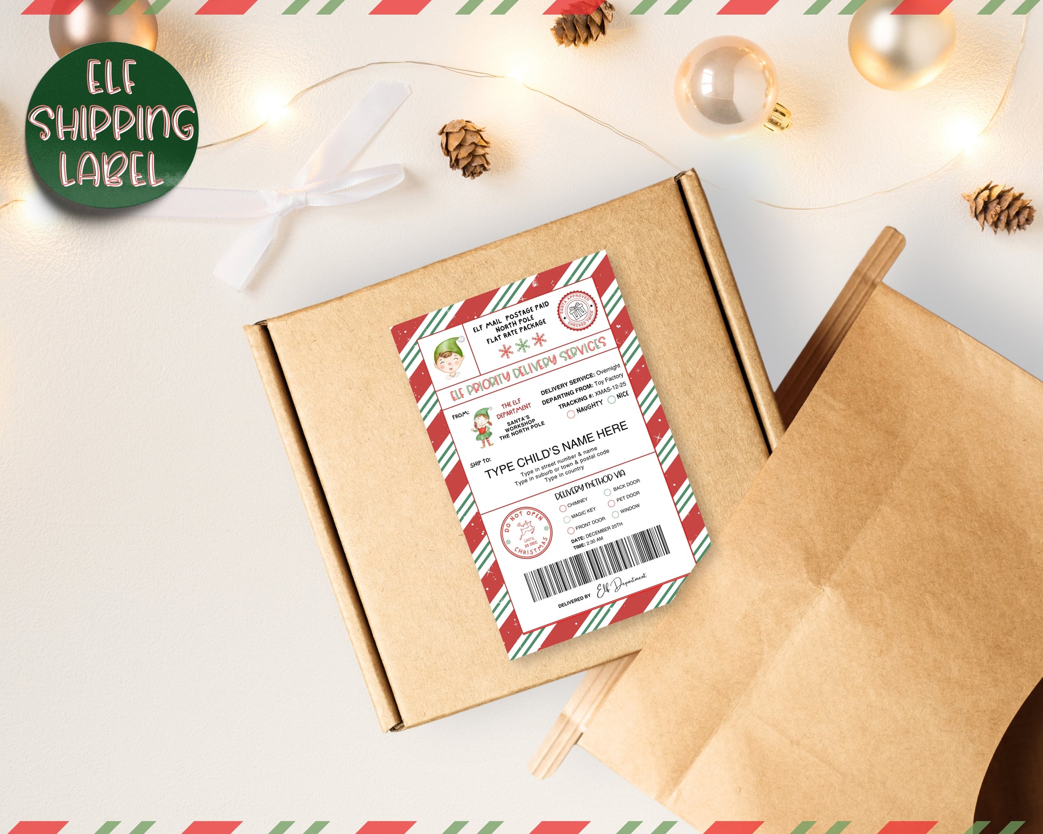 Elf Rings Label Editable Elf Shipping Label - Personalized Gift Label Christmas!