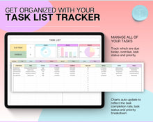 Load image into Gallery viewer, Client Tracker Spreadsheet | Includes CRM Tracker, Lead &amp; Task Tracker, Client Record book, Business Planner &amp; Communication Log | For Small Business Owners | Colorful

