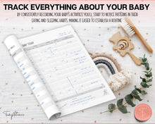 Load image into Gallery viewer, Printable Baby Daily Log | Includes Baby Care Log, Baby Tracker, Baby Journal, Bonus Baby Schedule, Printable Infant Daily Log for Newborn |Pumping, Nanny &amp; Feeding
