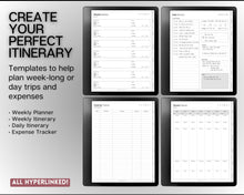 Load image into Gallery viewer, Digital Travel Planner for Kindle Scribe | Travel Journal with travel itinerary, trip templates, vacation diary, packing list &amp; planner for the Kindle Scribe
