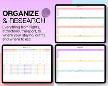 Load image into Gallery viewer, Digital Ultimate Travel Planner | Google Sheets Editable Travel Spreadsheet, Trip Expense Tracker, Packing List, Vacation Schedule | Rainbow
