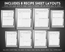 Load image into Gallery viewer, Digital Recipe Book for reMarkable 2 | With 8 Recipe Templates, Digital Meal Planner, Cookbook Template, Recipe Binder Kit &amp; Blank Recipe Card
