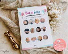 Load image into Gallery viewer, Gender Reveal Games Bundle | Includes Gender reveal party, Baby announcement, What will baby be, Bingo, Baby predictions &amp; Blue or pink party games | Balloons
