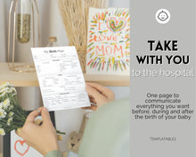 Load image into Gallery viewer, Printable Birth Plan Template | Birth Preferences, Birthing Plan Checklist, Pregnancy Planner, Natural Birth &amp; Hypnobirthing | Mono
