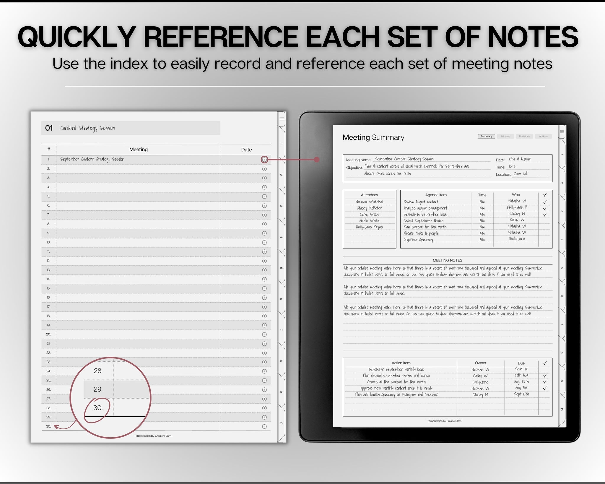 Digital Meeting Minutes Template for your Kindle Scribe