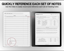 Load image into Gallery viewer, Meeting Notes templates for Kindle Scribe | Meeting Minutes, Meeting Agenda, Meeting Note taking template, Project planner, Task List, Planners for Kindle Scribe
