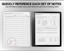 Load image into Gallery viewer, Kindle Scribe Meeting Notes templates | Meeting Minutes, Meeting Agenda, Meeting Note taking template, Project planner, Task List, Kindle Scribe Planner
