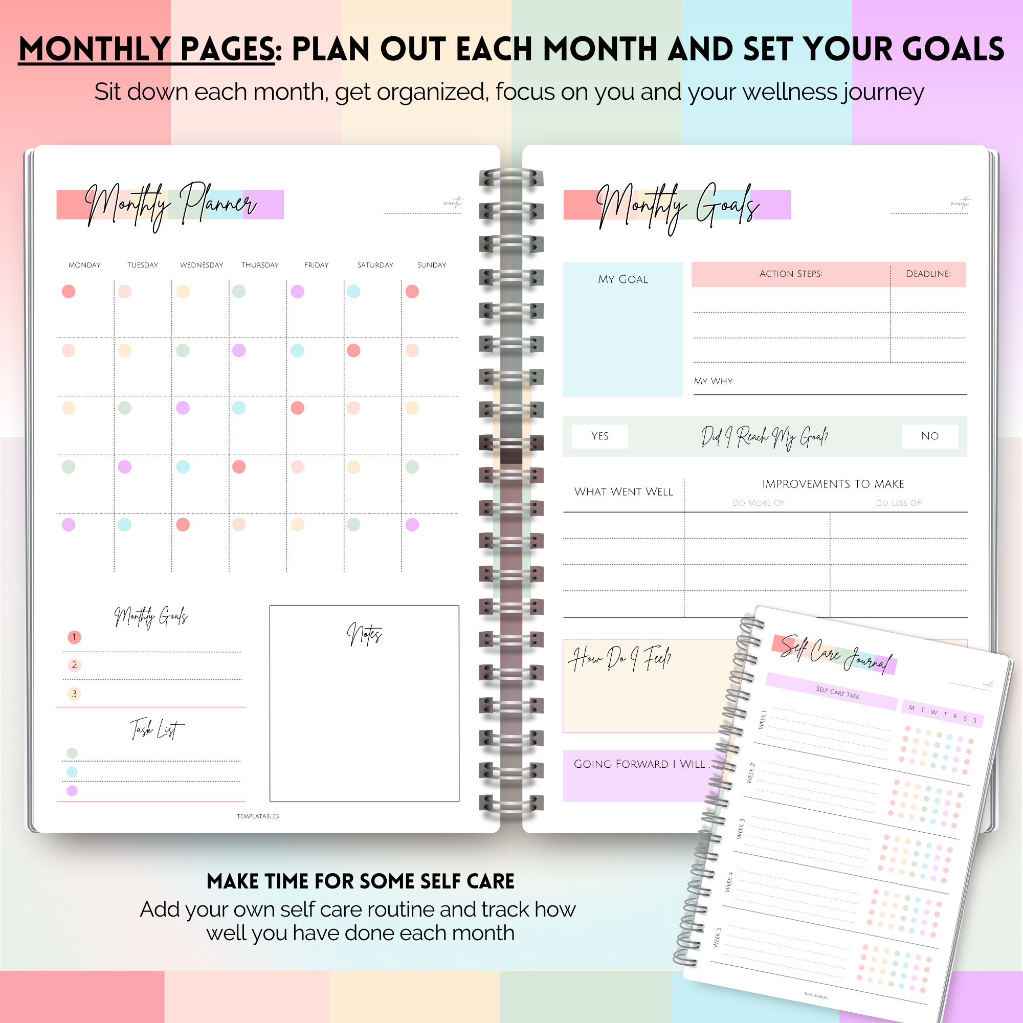 Pastel Block Wellness Journal Pages