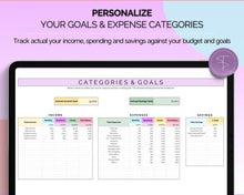 Load image into Gallery viewer, COLORFUL Budget Spreadsheet | Google Sheets Automated Budget Planner for Paychecks, Financial Planning and Savings | Rainbow
