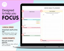 Load image into Gallery viewer, ADHD Planner Spreadsheet for Neurodivergent Adults | Google Sheets Daily &amp; Weekly Planner, Symptom Tracker, Brain Dump &amp; To Do Lists | Rainbow
