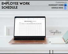 Load image into Gallery viewer, Employee Work Schedule &amp; Time Tracker | EDITABLE Employee Time Sheet Template for Google Docs &amp; Microsoft Word
