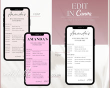 Load image into Gallery viewer, Editable Bachelorette Itinerary template | Editable Mobile Bachelorette Weekend Planner, Girls trip, Cowgirl, Winter, Disco &amp; Digital Canva template
