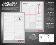 Load image into Gallery viewer, 2026 Digital Planner for Professionals, reMarkable Calendar, Minimalist Daily Schedule, Task List, Templates for reMarkable

