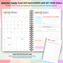 Load image into Gallery viewer, Wellness Journal | 90 Day Health, Fitness, Gratitude, Mindfullness, Wellbeing, Habit, Goals, Diet &amp; Food Tracker | A5
