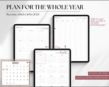 Load image into Gallery viewer, 2024 RICH GIRL Digital Budget Planner | 2024 GoodNotes Planner &amp; Daily Weekly Monthly Budget | For Expenses &amp; Financial Spending Income Savings Debt | Mono
