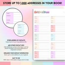 Load image into Gallery viewer, Address Book with Alphabetical Tabs - Organizer Notebook | A5 Pastel Rainbow
