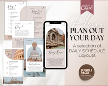 Load image into Gallery viewer, MOBILE Travel Itinerary Template | Create Your Travel Guide Itinerary for Weekend Trips, Birthdays, Girls Trips with Canva
