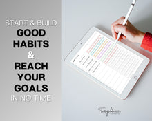 Load image into Gallery viewer, Digital Habit Tracker | Daily, Monthly &amp; Yearly Habit Tracker | Simple Goal &amp; Routine Tracker for GoodNotes &amp; iPad | Mono
