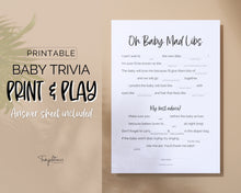 Load image into Gallery viewer, Baby Shower Mad Libs | Includes Printable Baby Shower Template, Gender Neutral, Minimalist, Woodland Theme &amp; Parent Mommy Advice Card | Boho
