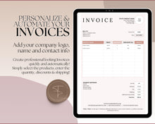 Load image into Gallery viewer, Small Business Bookkeeping Spreadsheet | Google Sheets Automated Business Expense Tracker &amp; Product Invetory Tracker | Lux

