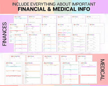Load image into Gallery viewer, The Colorful Home Management Binder Bundle! includes 170pg Household Planner for Cleaning, Emergency, Budget, Meal planners &amp; checklists, Life Binder
