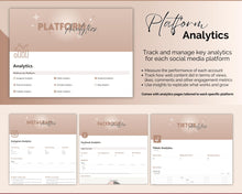Load image into Gallery viewer, Social Media Planner &amp; Content Calendar Notion Template | Aesthetic Notion Dashboard for Content Creators

