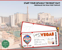 Load image into Gallery viewer, LAS VEGAS Ticket Template | Editable Boarding Pass Plane Airline Ticket for a Surprise Trip
