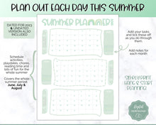 Load image into Gallery viewer, Kids Summer Calendar 2023 | Summer Poster, Summer Countdown, Printable Planner &amp; Checklist | Green

