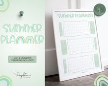 Load image into Gallery viewer, Kids Summer Calendar 2023 | Summer Poster, Summer Countdown, Printable Planner &amp; Checklist | Green
