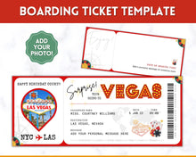 Load image into Gallery viewer, LAS VEGAS Ticket Template | Editable Boarding Pass Plane Airline Ticket for a Surprise Trip
