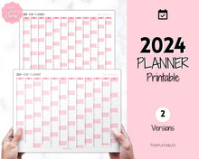 Load image into Gallery viewer, 2024 Wall Calendar Printable | Large Yearly 12 Month Calendar | Annual Year at a glance | Pink
