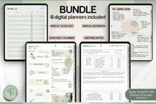 Load image into Gallery viewer, Productivity MEGA BUNDLE! 2026 Digital Planner Pack | Green Daily Planner, To Do List, Digital Notebook &amp; Meeting Notes, Smart Apple Links
