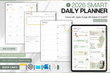 Load image into Gallery viewer, Productivity MEGA BUNDLE! 2026 Digital Planner Pack | Green Daily Planner, To Do List, Digital Notebook &amp; Meeting Notes, Smart Apple Links
