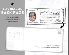 Load image into Gallery viewer, Tattoo Ticket Template | EDITABLE Tattoo Gift Certificate Voucher
