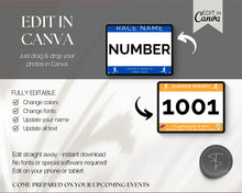 Load image into Gallery viewer, Editable Race Bib Templates | With 7 Running Race Bib Templates included, Digital Running Printable, Racing Canva Template
