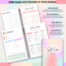 Load image into Gallery viewer, Self Care Planner | 1 Year Wellness, Self-Care, Health &amp; Wellbeing Planner to Start and Build your Self Care Routine | A5 Pastel Rainbow
