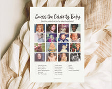 Load image into Gallery viewer, Guess the CELEBRITY Baby | Baby Shower Games &amp; Printable Baby Shower Template | Gender Neutral, Minimalist, Woodland Theme &amp; Whos that baby
