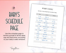 Load image into Gallery viewer, Printable Baby Daily Log | Includes Baby Care Log, Baby Tracker, Baby Journal, Bonus Baby Schedule, Printable Infant Daily Log for Newborn |Pumping, Nanny &amp; Feeding
