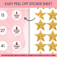 Load image into Gallery viewer, Weight Loss Progress Chart Poster with 88 Gold Star Stickers – A4 Size | Thick 450gsm Card | Track Every Pound Lost | Wall Chart for Slimming Motivation
