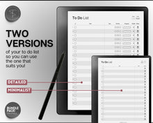 Load image into Gallery viewer, To Do List templates for Kindle Scribe | Digital TO DO LISTS with 9 hyperlinked templates, Weekly planner, Daily Calendar, adhd to do list &amp; tasks
