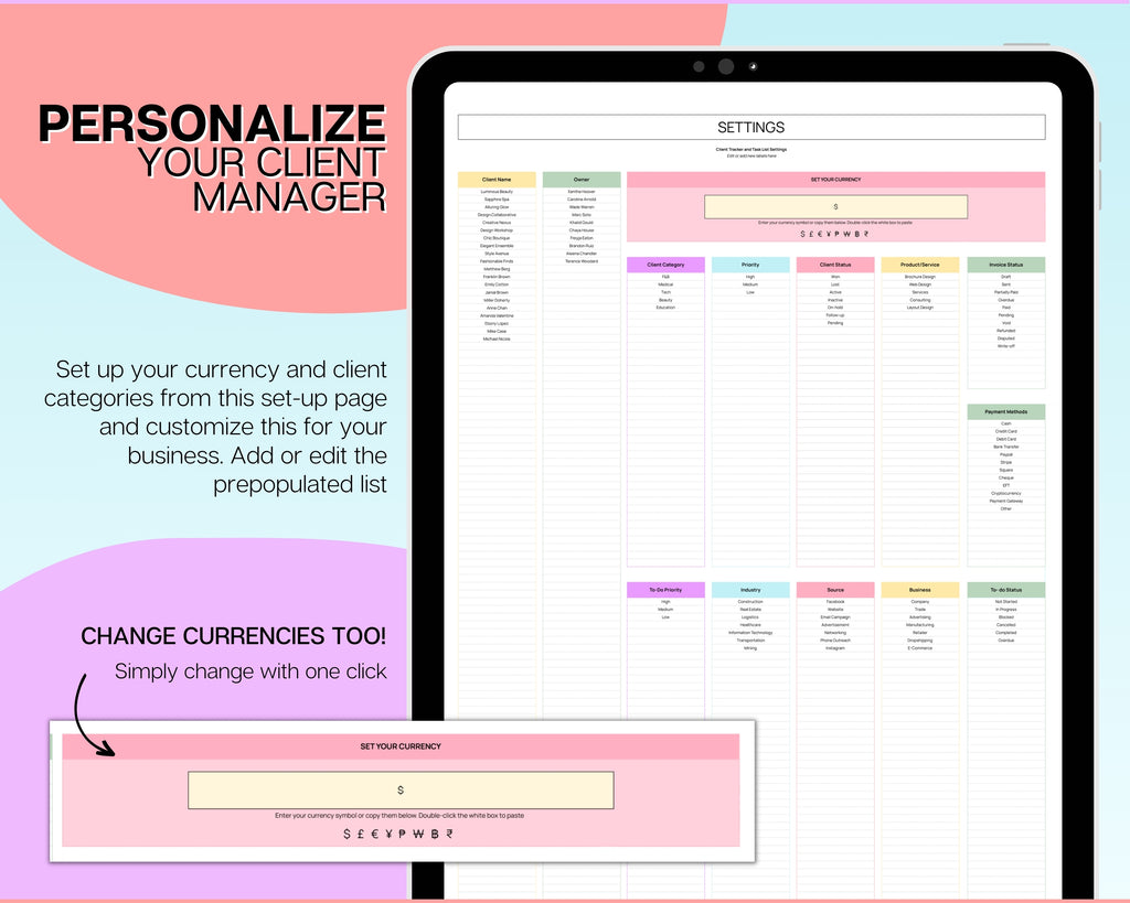 Client Quicksheet Client Tracker Spreadsheet | Perfect For Small Business Owners!