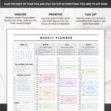 Load image into Gallery viewer, Weekly &amp; Hourly Planner Organizer | Weekly Schedule, To Do List, Productivity Planner &amp; Time Management | A5 Mono
