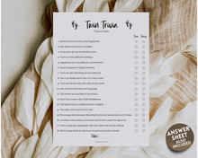 Load image into Gallery viewer, TWIN Baby Trivia Game | Fun template with Baby Shower Games, Printable Baby Shower Template, Gender Neutral, Minimalist, Woodland &amp; How well do you know template | Boho

