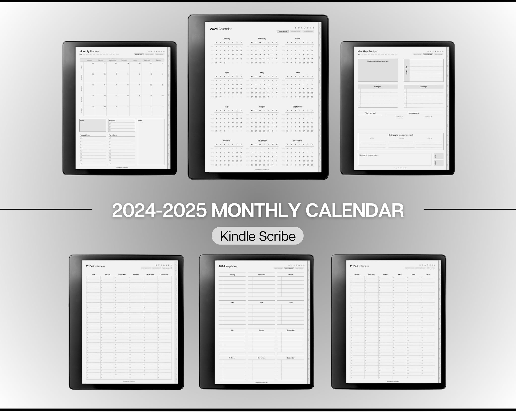 2024 Monthly Planner for Kindle Scribe Monthly Calendar 2025